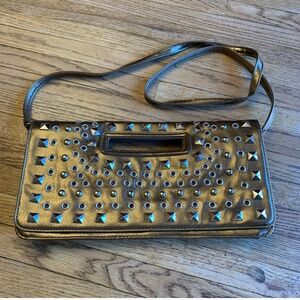 Sasha Bronze Embellished Shoulder/Slash Clutch Purse